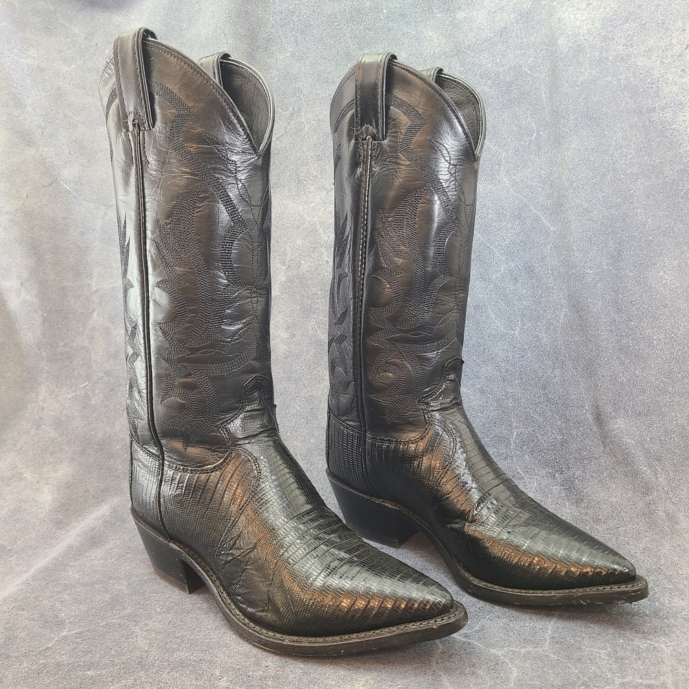 Justin Boots Black Heeled Cowboy Boots